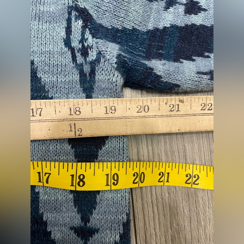 Polo Ralph Lauren Blue Indigo Aztec Print Cardigan Sweater Size Large - Picture 8 of 10